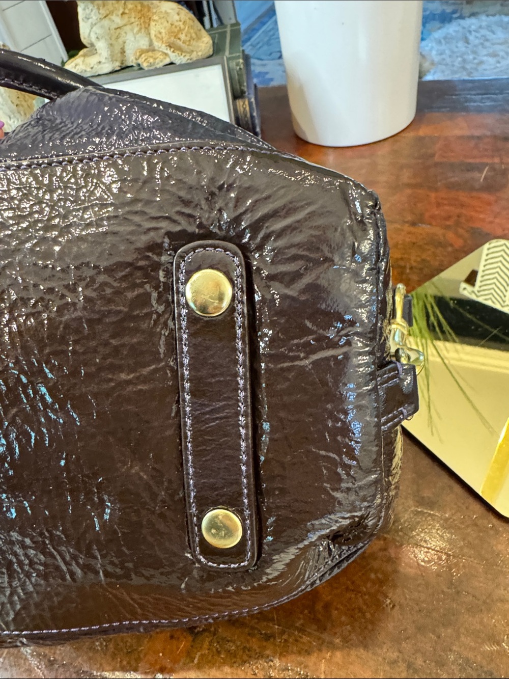 Coach Sabrina Patent Leather Satchel in Deep Purple with Gold Hardware - Picture 13 of 15